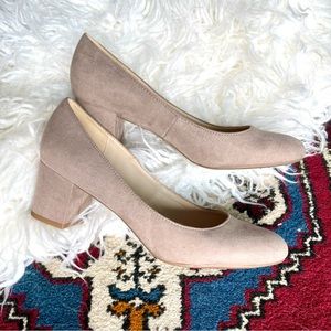 Faux Suede Block Heels